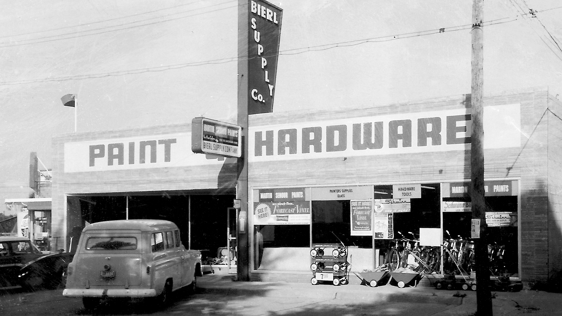 Bierl Supply Company building in the 1950s